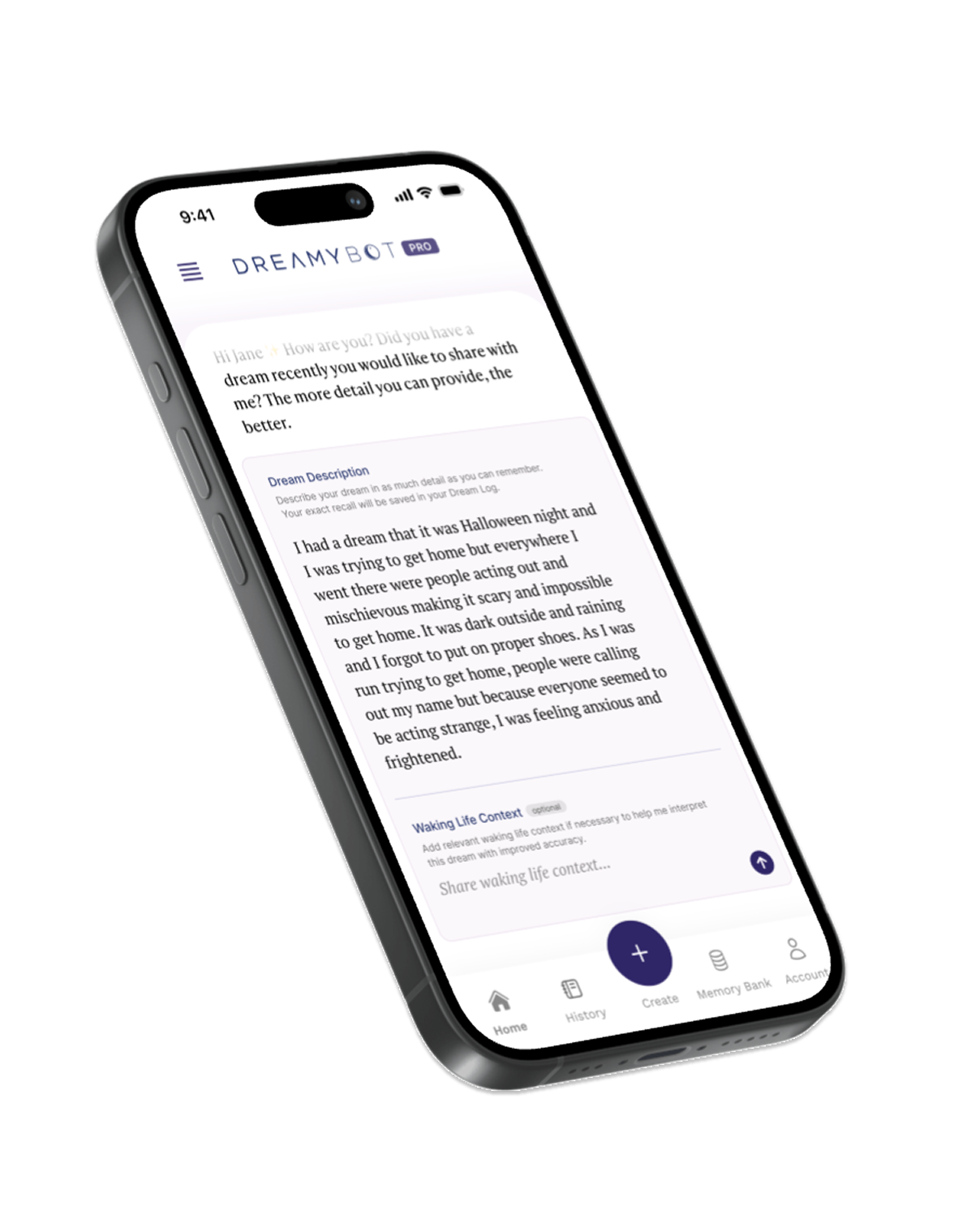 DreamyBot AI consumer app chat interface with streaming responses powered by Anthropic Claude.